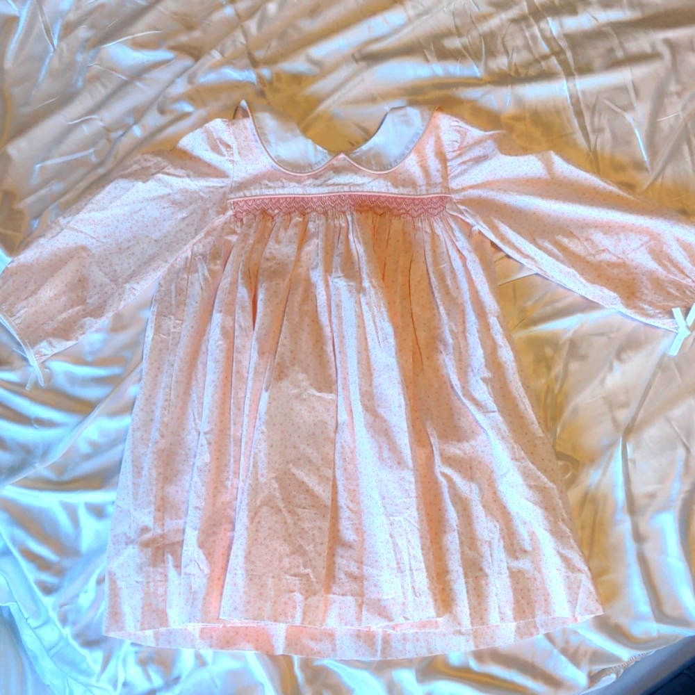 Smocked girls heart dress